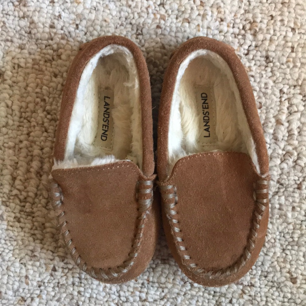 Lands End children size 9 slippers leather